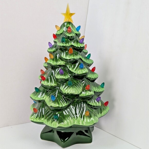 Mr. Christmas 14 inch Multicolor Light Up Green Nostalgic Ceramic Christmas Tree - Picture 10 of 12